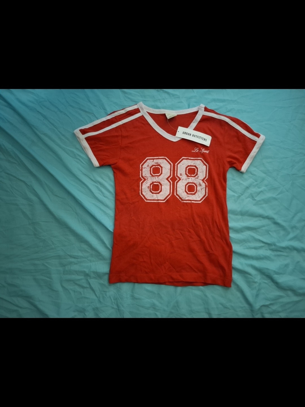 Urban Outfitters Red Athletic Jersey Tee with White Trim
